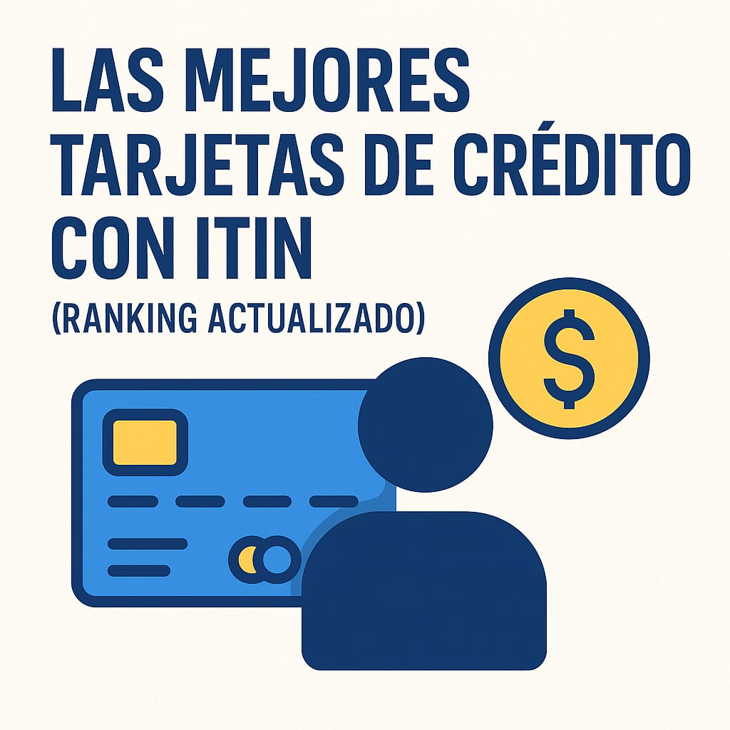 Ilustración de tarjetas de crédito y símbolo de dólar para explicar las mejores tarjetas que aceptan ITIN en Estados Unidos.