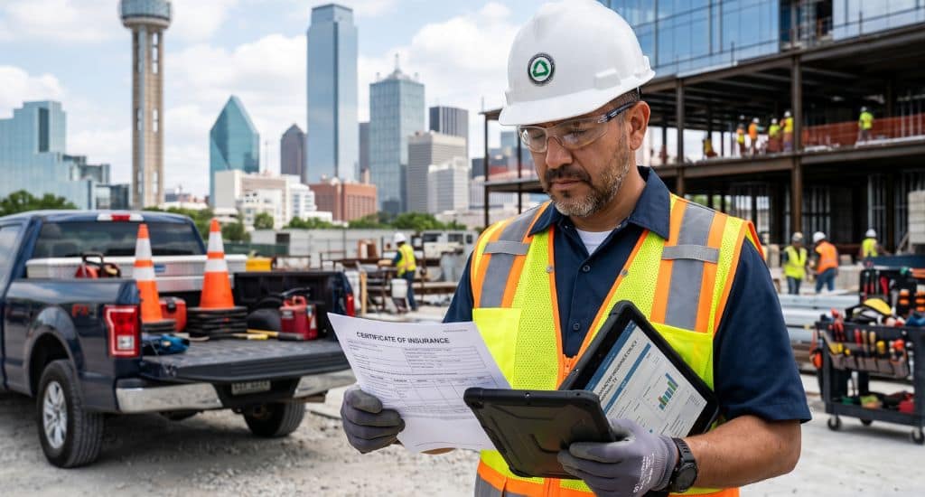 Seguro para contratistas en Dallas TX con General Liability y COI