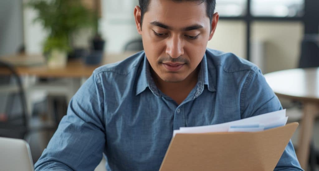 Inmigrante hispano registrando un negocio en Illinois con documentos de LLC e impuestos