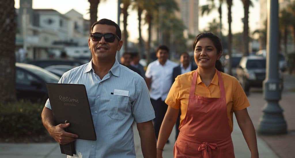 Trabajadores hispanos buscando empleo en Orlando en turismo hoteles parques restaurantes y servicios
