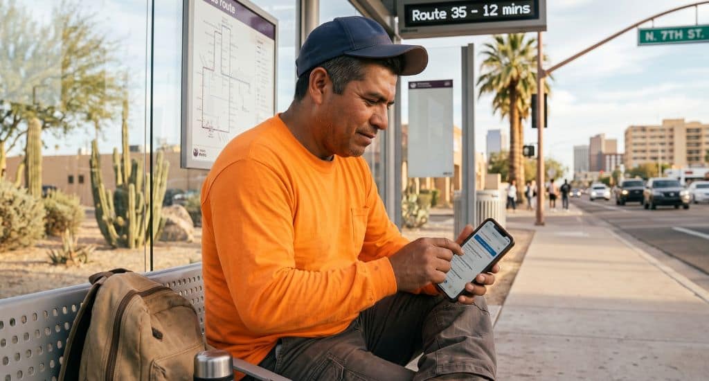 Trabajador hispano buscando trabajos en Phoenix sin hablar inglés