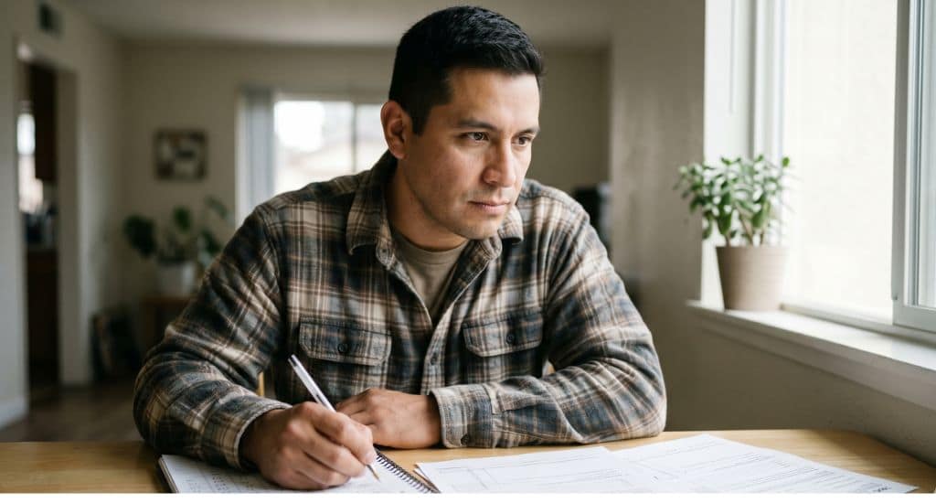 Persona hispana revisando derechos laborales en California
