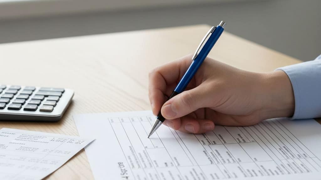 Persona completando y firmando el Formulario W-4 de retención de impuestos