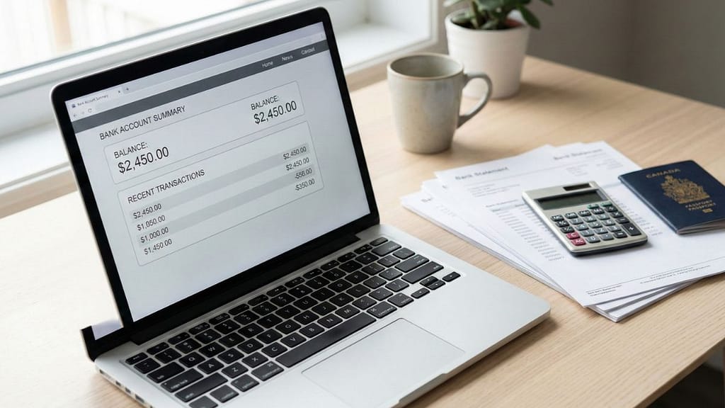 Documentos bancarios y estados de cuenta usados como prueba de fondos para Canadá en 2026
