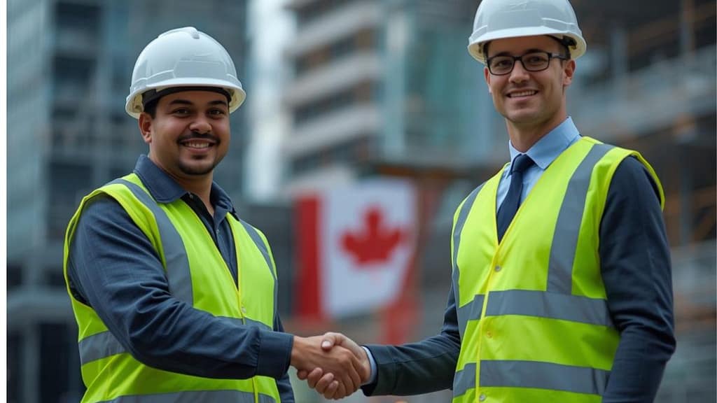 Trabajador hispano consiguiendo un contrato de trabajo con LMIA en Canadá 2026.