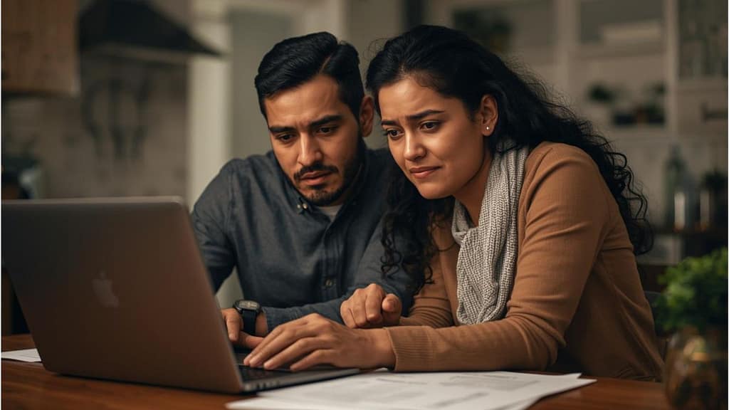 Familia hispana buscando programas de ayuda para pagar la renta en Estados Unidos 2026.