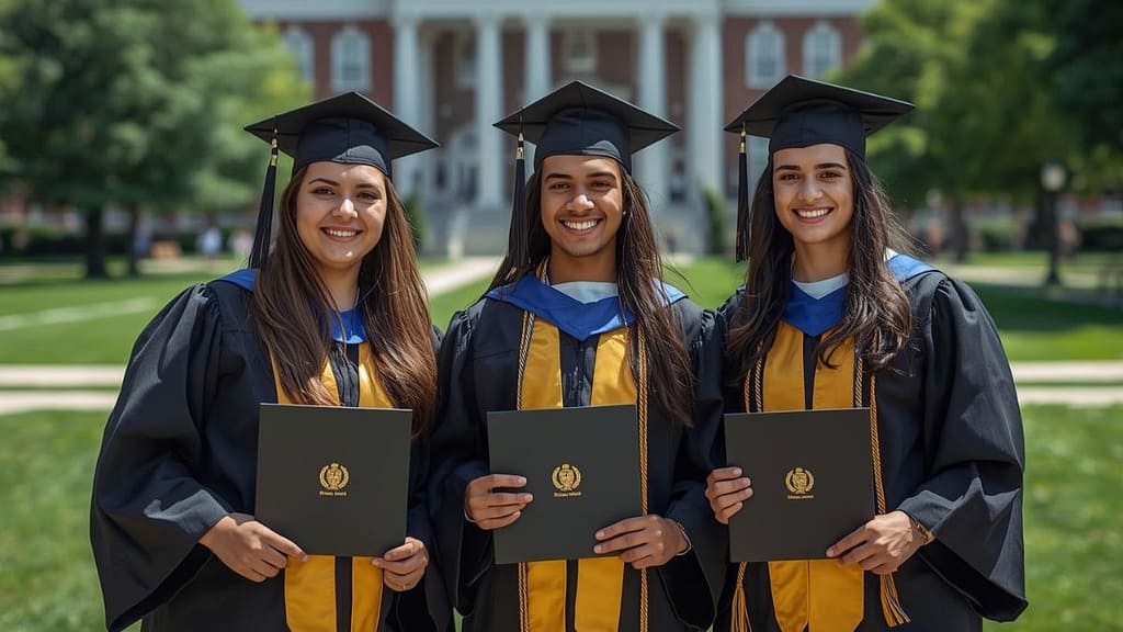 Estudiantes hispanos graduados con becas para DACA e indocumentados en una universidad de Estados Unidos