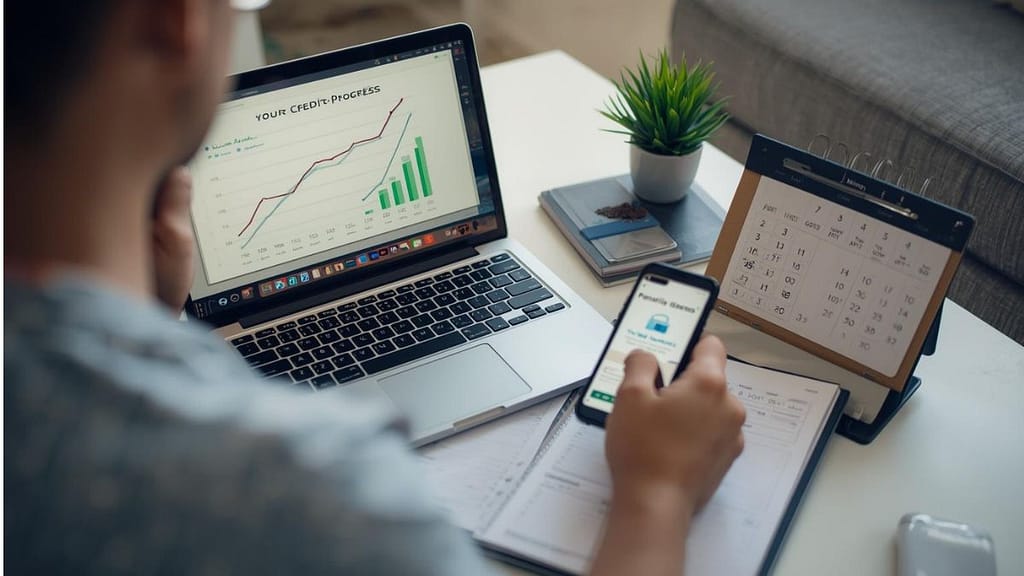 Persona hispana revisando cuánto tarda en construirse historial crediticio en Estados Unidos