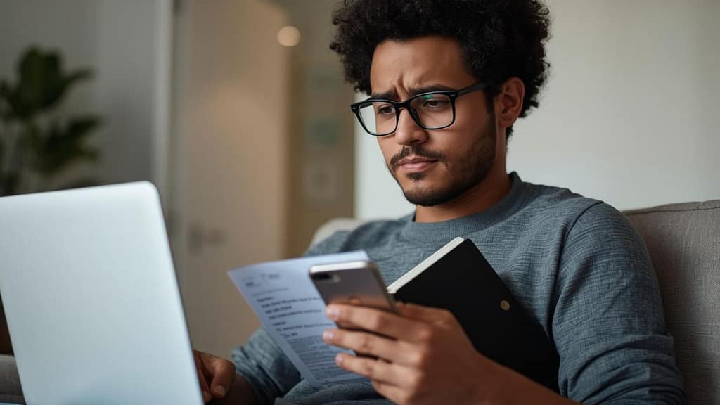 Persona hispana revisando por qué le negaron una tarjeta de crédito en Estados Unidos