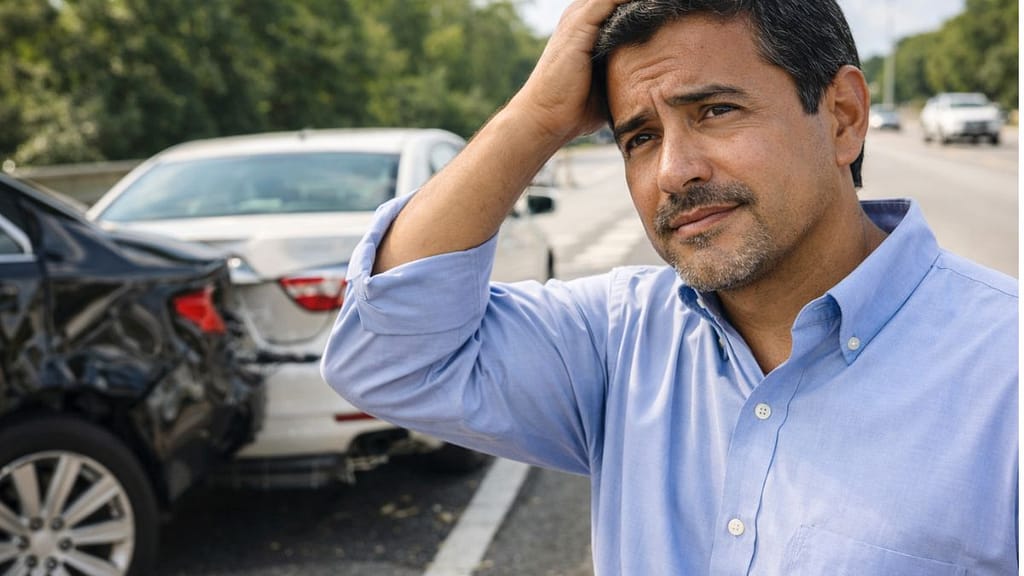 Inmigrante hispano después de un accidente de carro en Estados Unidos conociendo sus derechos