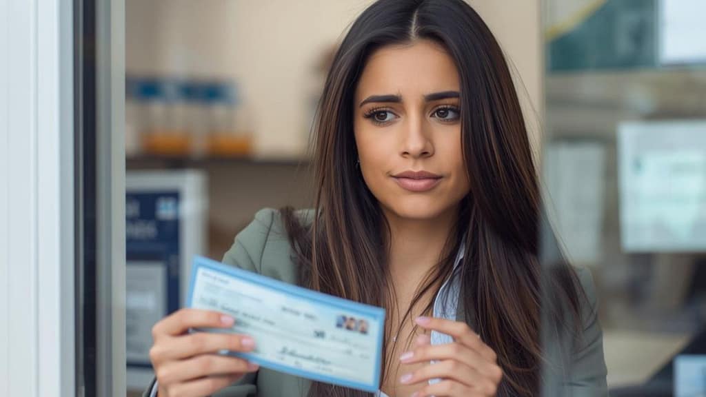 Persona latina buscando cómo cobrar un cheque sin cuenta bancaria en Estados Unidos