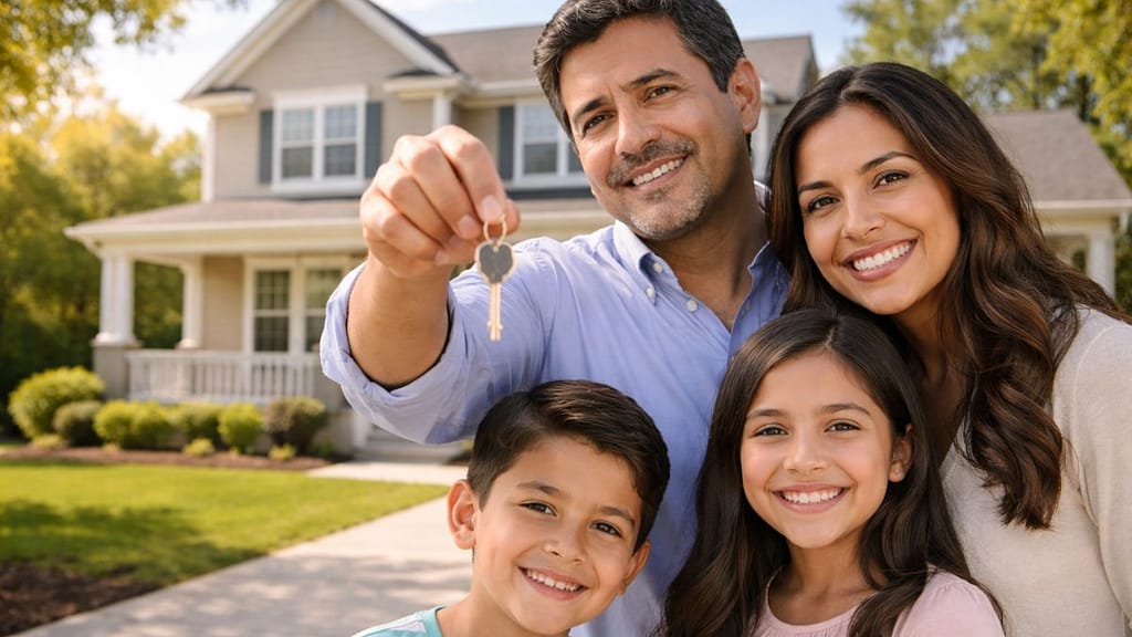 Familia hispana comprando su primera casa en Estados Unidos con préstamo ITIN 2026