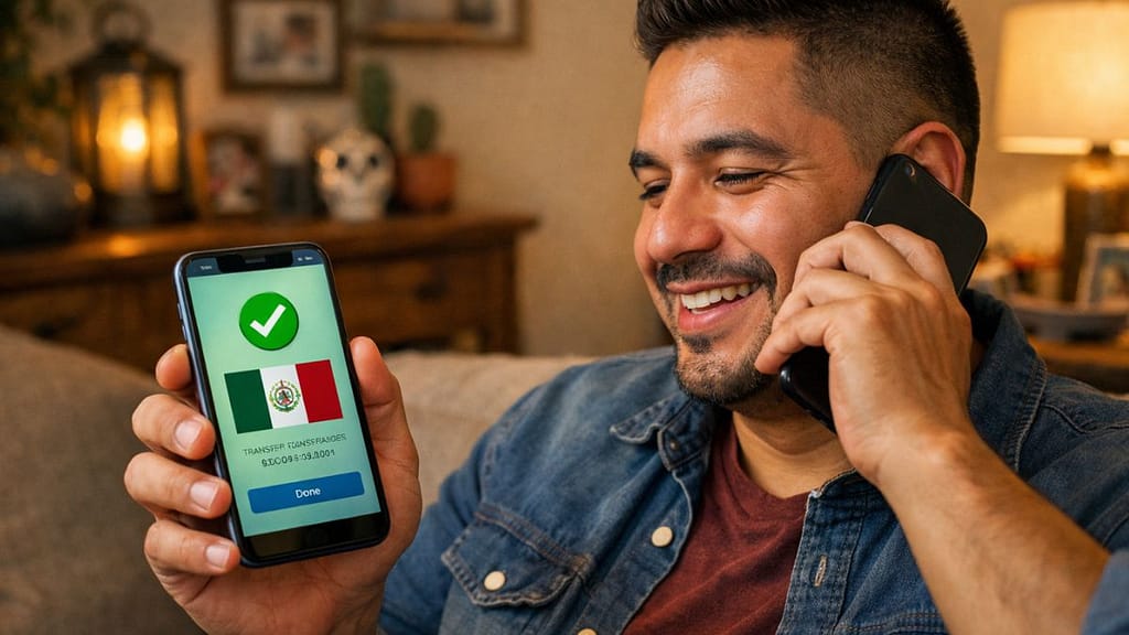 Hispano enviando remesas a México desde Estados Unidos con app digital en 2026