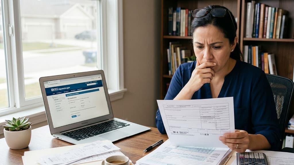 Persona revisando impuestos en Estados Unidos después de encontrar un formulario W-2 olvidado.