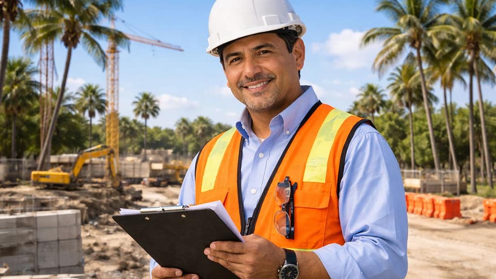 Contratista hispano en Florida revisando seguro CILB y workers comp 2026