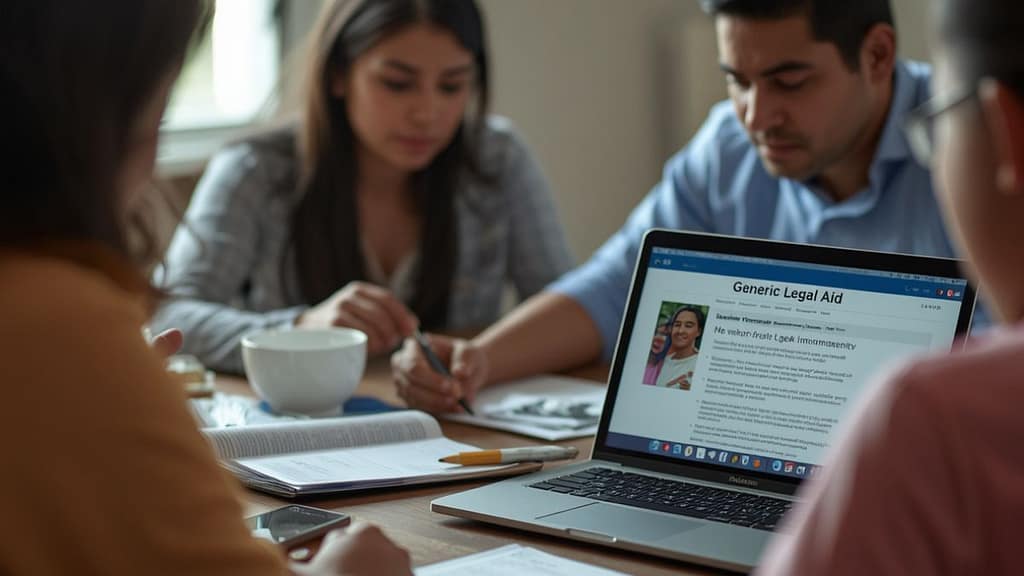 Familia hispana buscando abogados de inmigración gratis en California