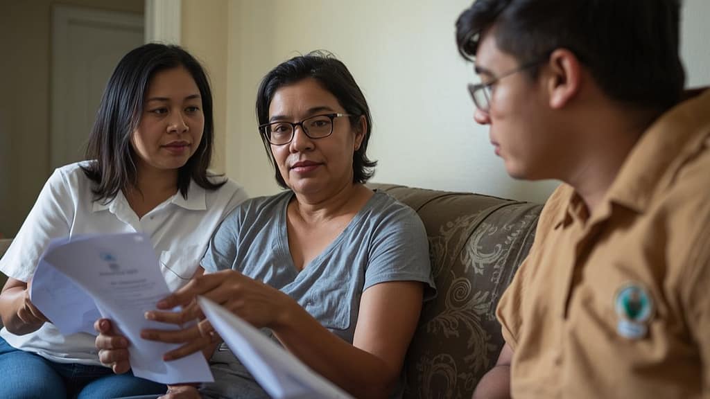 Familia hispana en Florida revisando sus derechos migratorios y plan de emergencia