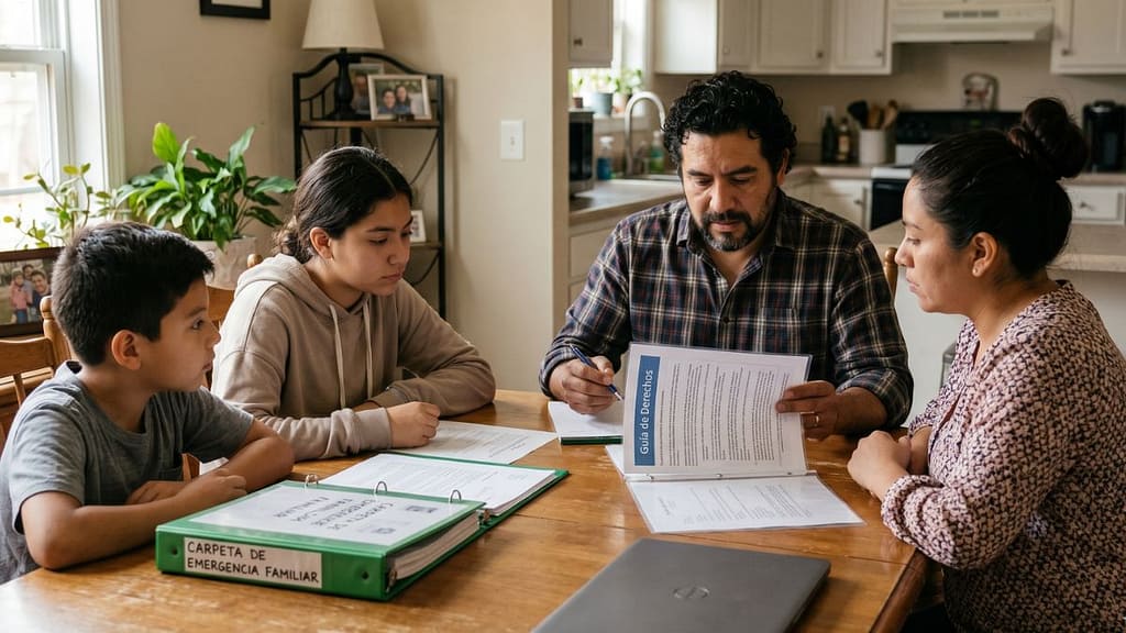 Familia hispana revisando sus derechos ante HB 10 en Carolina del Norte