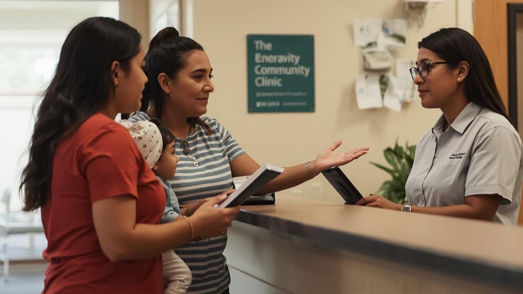 Familia hispana buscando atención médica económica en Florida sin seguro médico